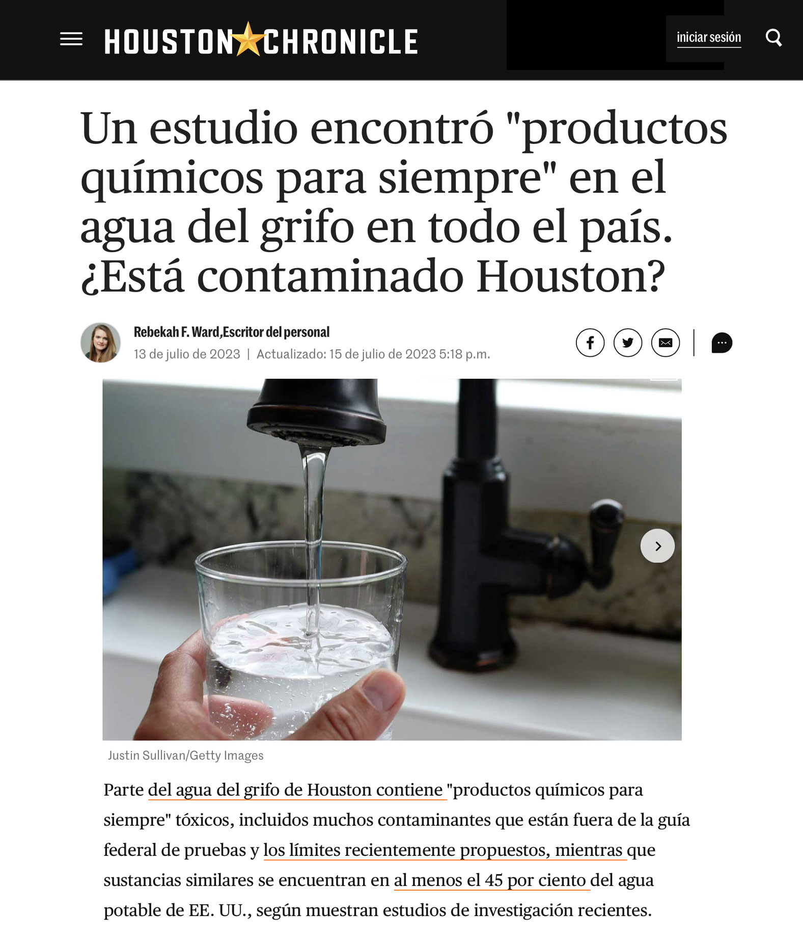 El agua de Houston está contaminada